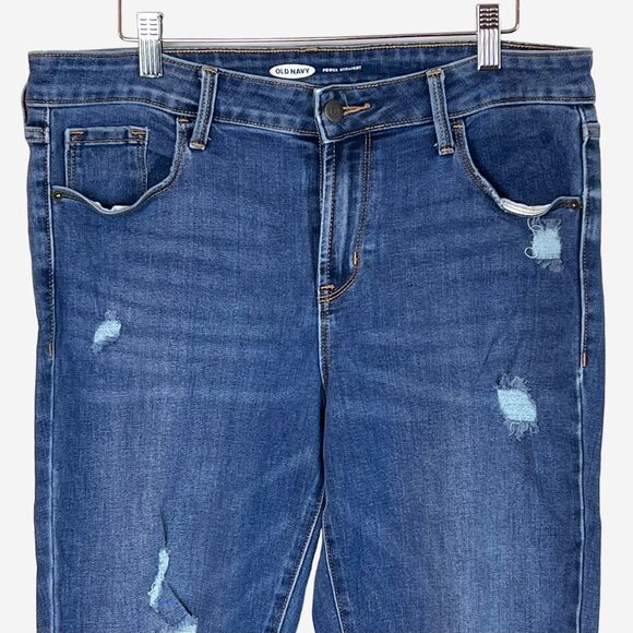 Old Navy Womens Power Straight Ripped Distressed Jeans Size 12 Long Straight Leg - Picture 3 of 11
